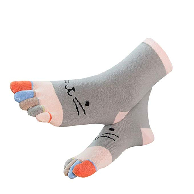 Custom Logo Woman toe Socks Cotton Athletic Running Ankle Five Finger Crew Socks