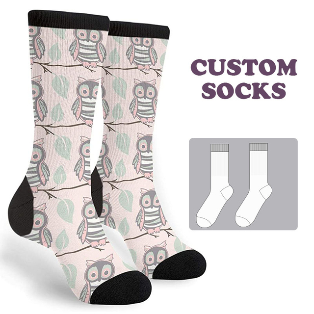 Wholesale Ankle Polyester Cotton Sublimation Socks Blank Knee High Custom Crew Funny All over Digital 3d Printed Sock Unisex Kid