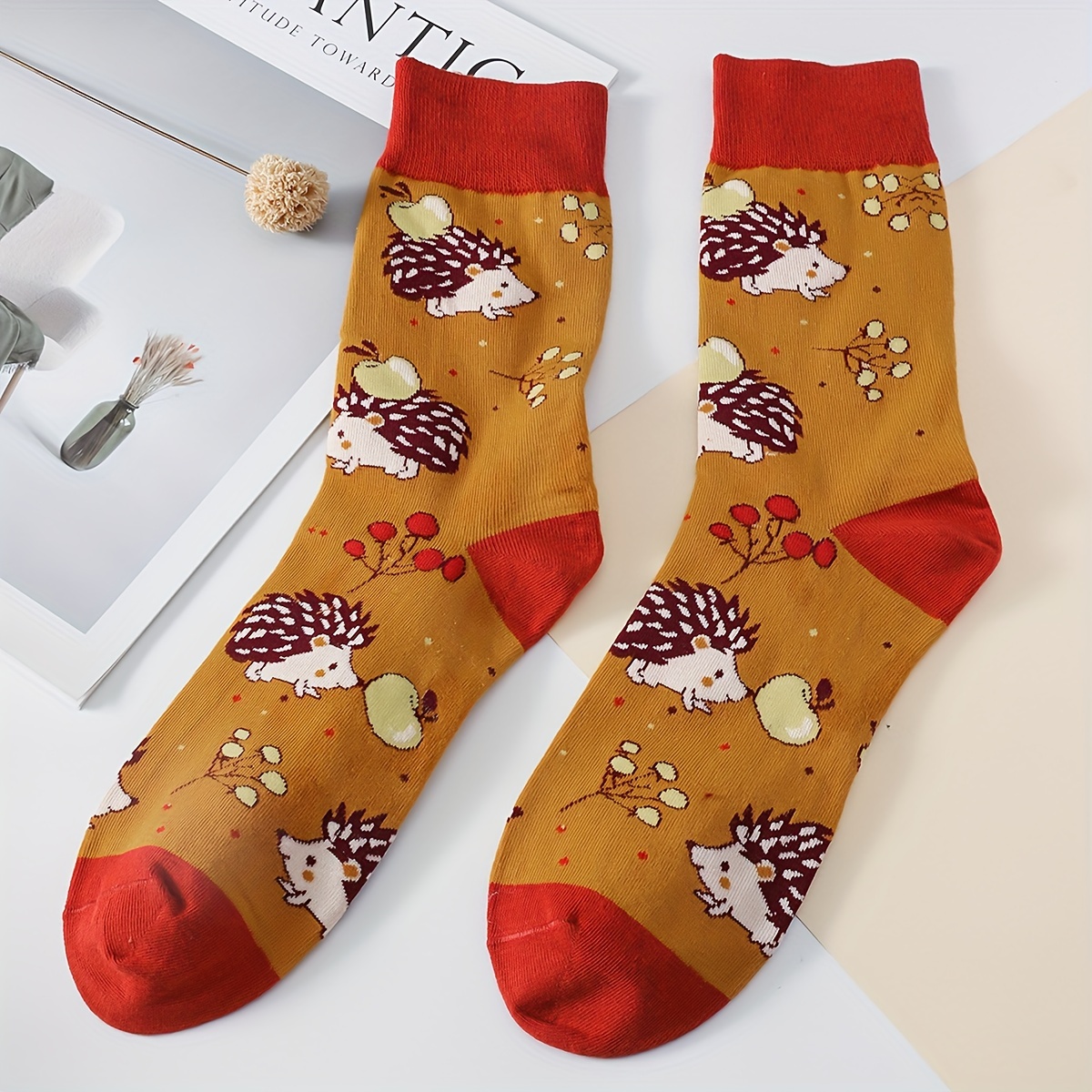 artisan crafted women s Zebra Bee Hedgehog Cow Pattern Cartoon Funny Socks Animal Printed Fashion Casual Colorful Crew Cotton 