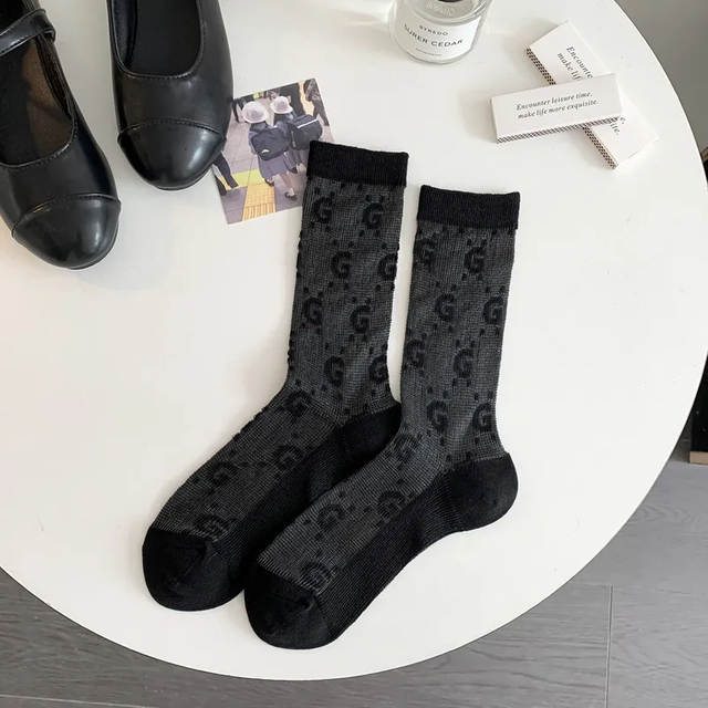 cost-effective Trendy women s Mid length Socks Double Needle Thin SpringSummer Breathable Short Socks Korean Edition Base Long 