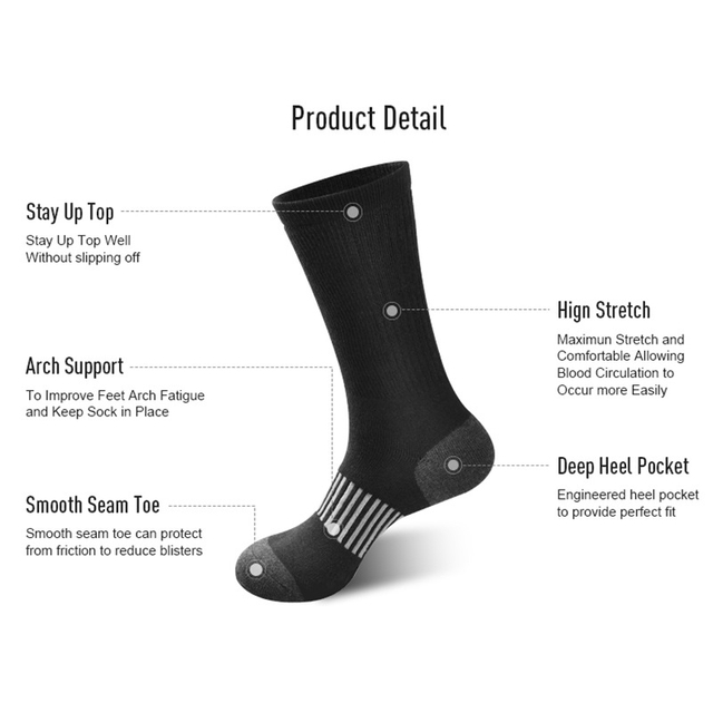  Men Basketball Sports Socks Fashionable Black White Color Sweat Absorbing Breathable Comfortable Leisure Running 