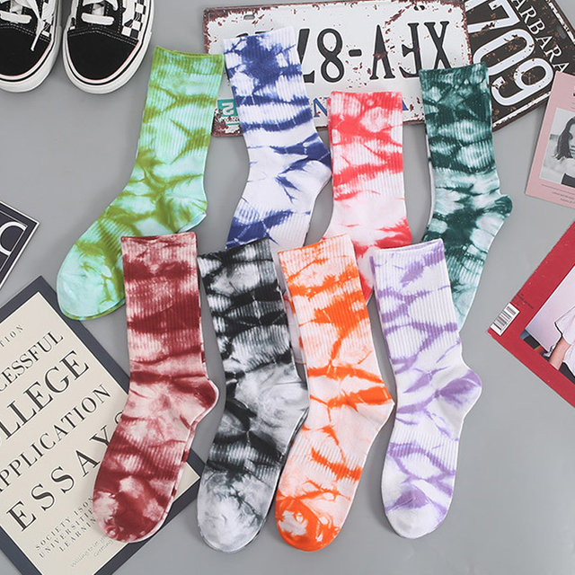efficient purchasing Autumn And Winter New Products Tie dye Socks women s Cotton Tube Socks Korean Personality Street Sports 