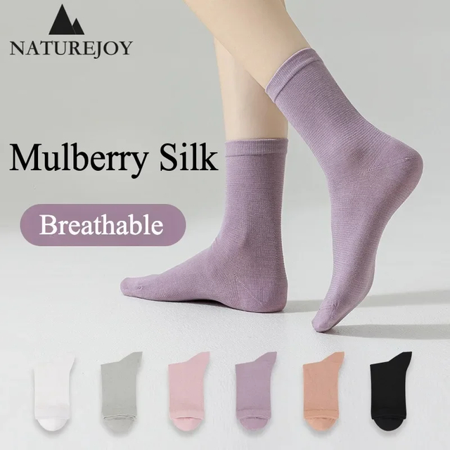 Global Supplier Ice Silk Socks women s Medium Tube Socks Deodorant Breathable Sweat absorbing Soft Cotton Solid Color Stocking 