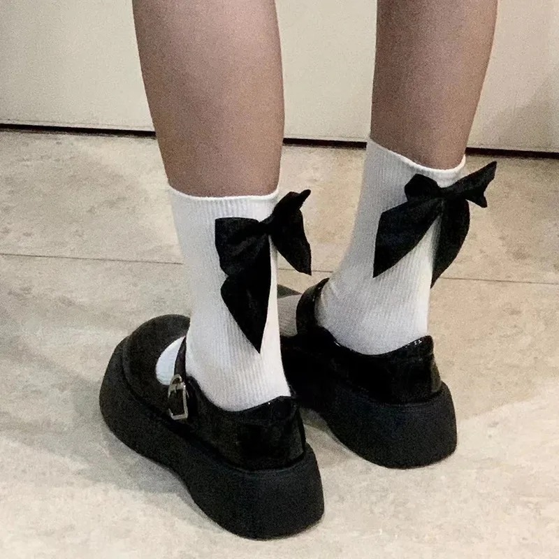 bulk buying Calcetas women Socks Spring Summer White Cute Harajuku Sweet Style Bowknot Female Short Crew Socks Girl Gift 