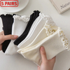 quality assurance Lot Socks for women Ruffle Cotton Middle Tube Ankle Short Breathable Black White set Spring 