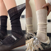 Innovation Sweet White Pile Socks women Mesh Hollowed Out Thin Nylon Silk Retro Flower Lace Socks Ladies Transparent Crew 