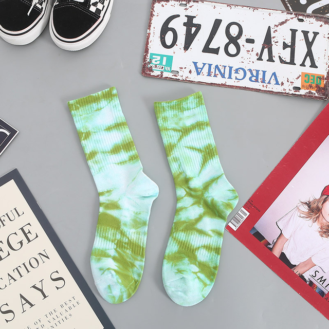 confidential Autumn And Winter New Products Tie dye Socks women s Cotton Tube Socks Korean Personality Street Sports Style 