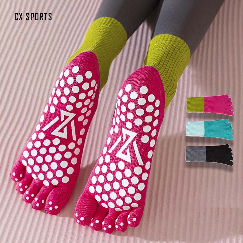 premium quality women Pilates Five Toe Socks Cotton Silicone Non slip Crew Yoga Socks Elasticity Sports Fitness Ballet Dance 