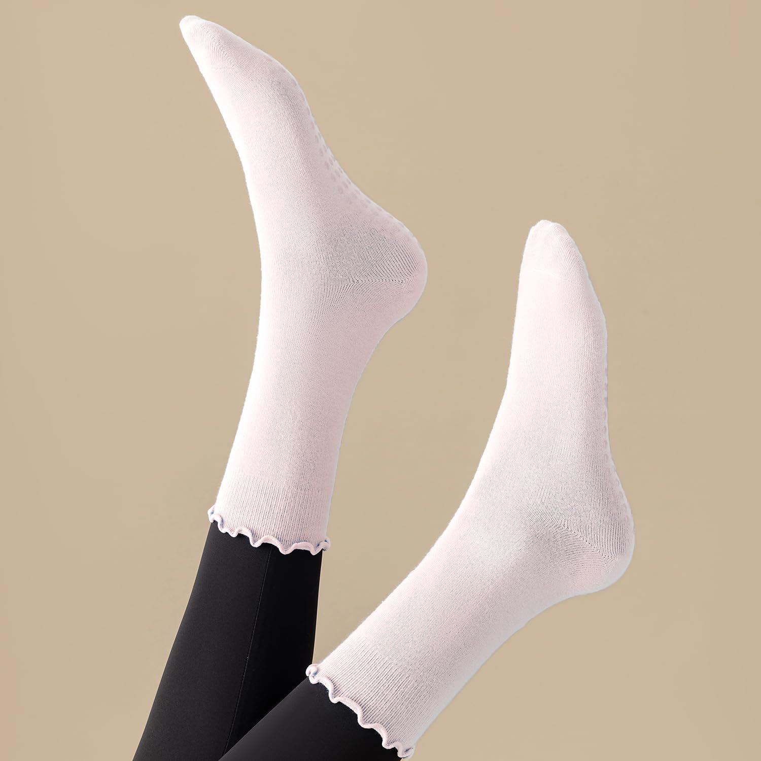 budget-friendly women s yoga fitness sports non slip boneless mid calf socks thin Pilates combed cotton women s 