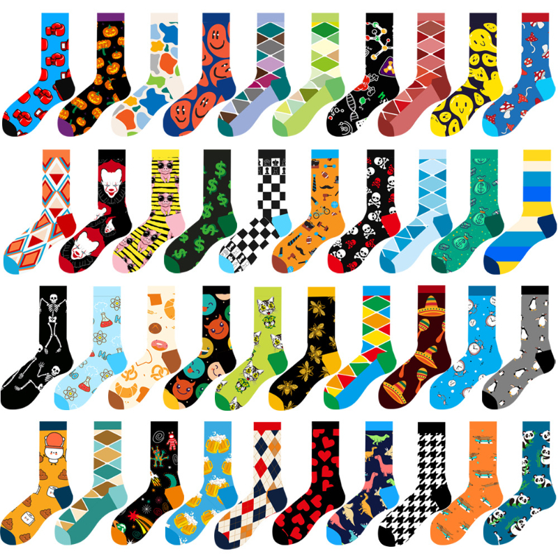 Design Your Own Autumn and Winter New Animal Socks Geometric s Socks Funny Skeleton Socks Smiling Face women s Trendy 