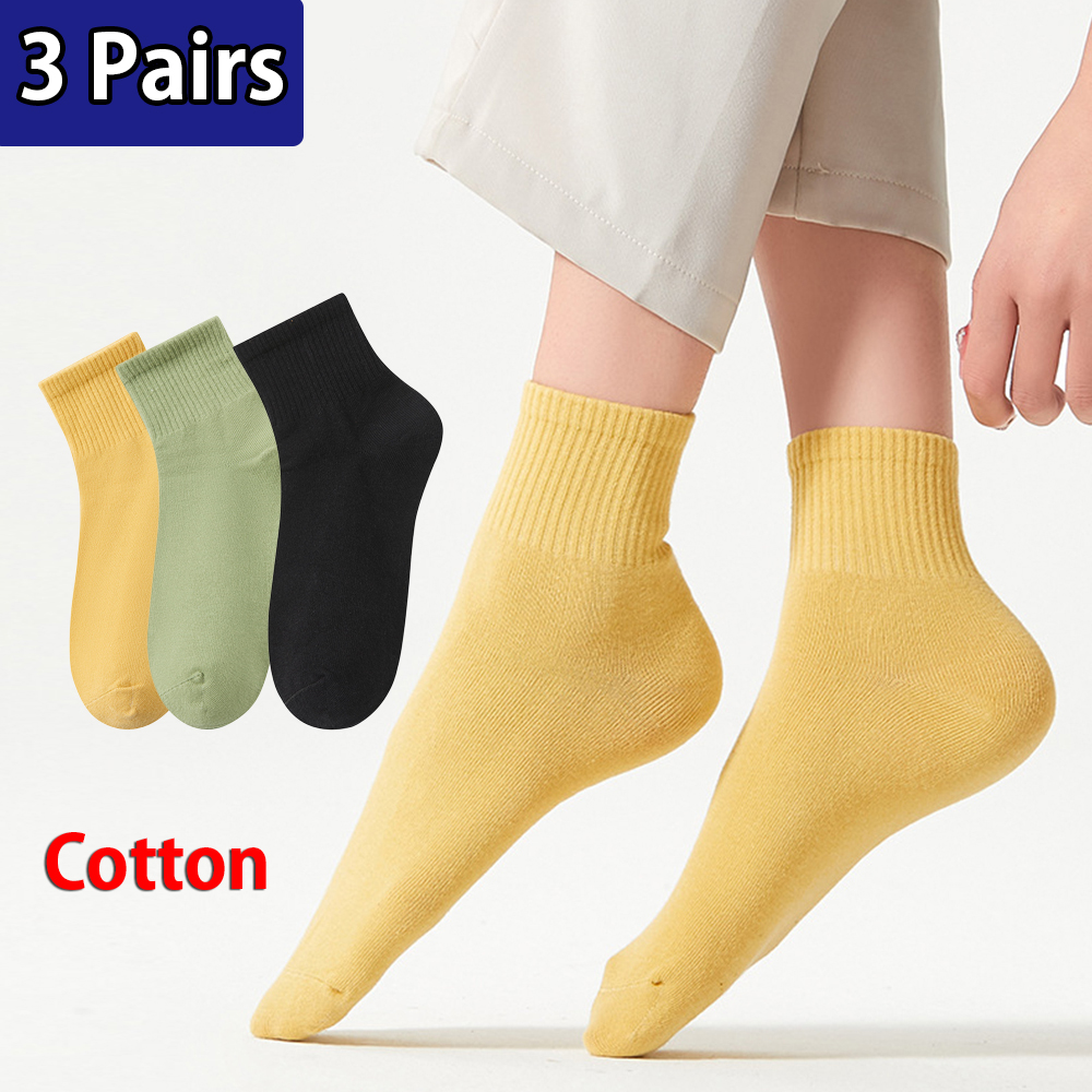 Sample-based Customization women Cotton Socks Spring Summer Casual Short Socks Deodorization Comfortable Solid Color Sports 