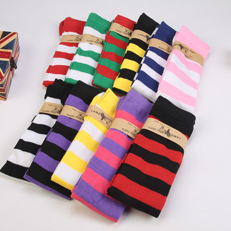 Short Lead Time New women Girls Over Knee Long Stripe Printed Thigh High Striped Patterned Socks Colors Sweet Cute Warm 