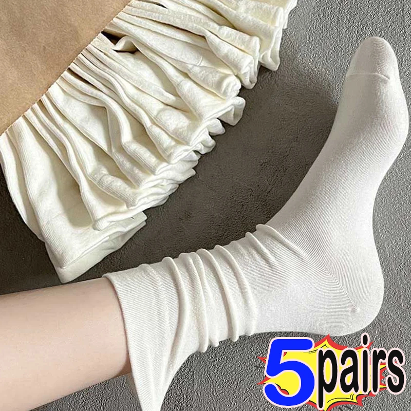 OEM Factory women Cotton Loose No Pilling Socks Knitting Rib Thin Spring Winter Female Sock High Tube Streetwear Soft Casual 