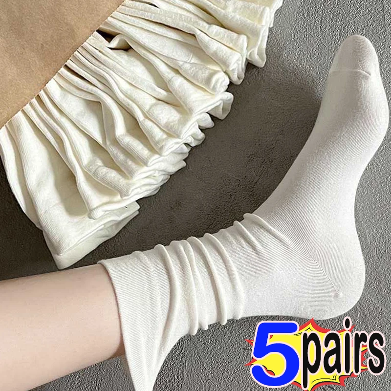OEM Factory women Cotton Loose No Pilling Socks Knitting Rib Thin Spring Winter Female Sock High Tube Streetwear Soft Casual 