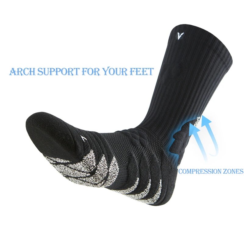  Towel Bottom Basketball Socks for Men Ankle Support Non Slip High Cut Sport Socks Moisture Absorption 