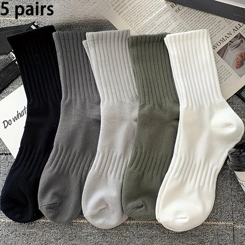  Men's High Rubber Band Waist Couple Mid Tube Sports Solid Socks SpringSummer Basketball Socks Four 