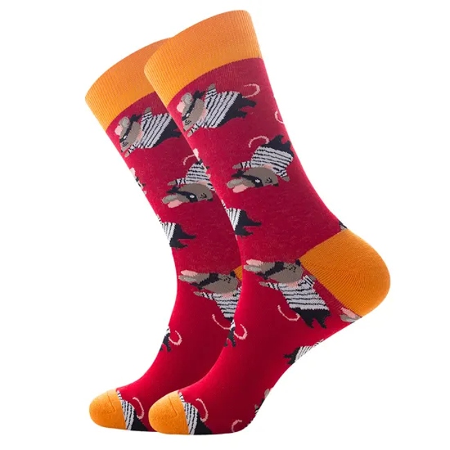 Customized Wholesale Logo Design Bamboo Socken Chaussette High Quality Fashion Colorful Happy Funny Crew Cotton Men Socks