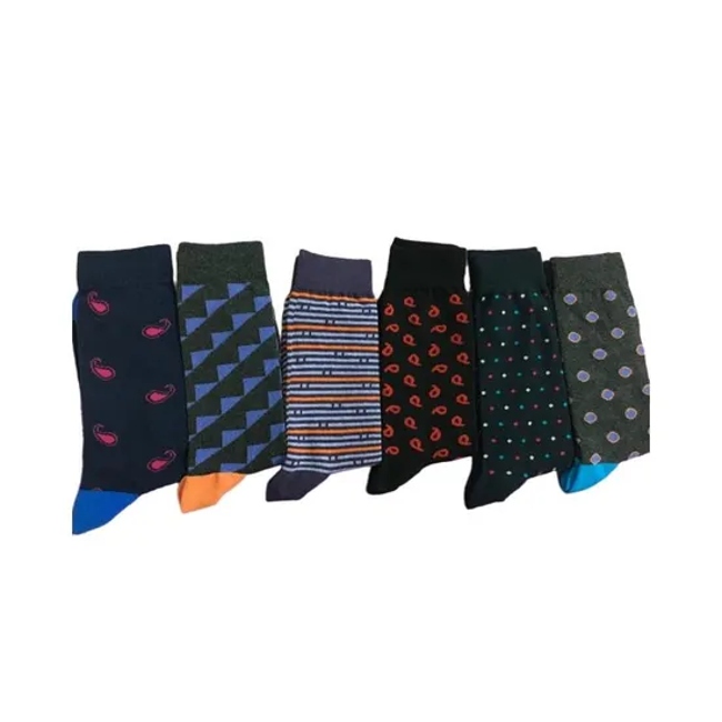 Antibacterial Soft Breathable High Elastic Cotton Colorful Blend Twist DOT Stripe Aop Men Ankle Crew Socks