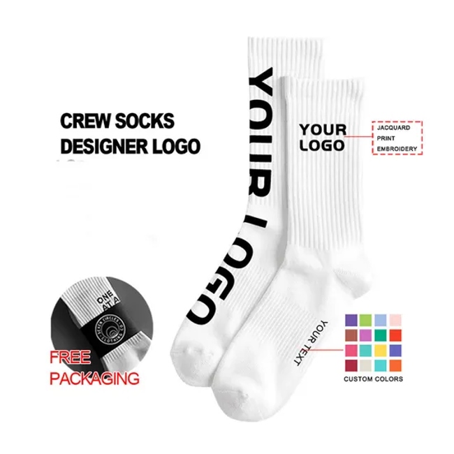 Make to Order Customised Packaging Socks-Stocking Wholesale Custom Logo Brand Designer Men Crew Manufacturer Cotton Custom Socks