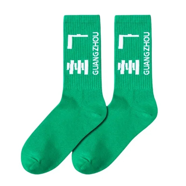 Unisex Custom Chinese Character Men Women Cotton Wholesale High Elastic Crew Socks