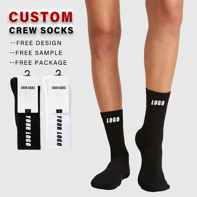 Unisex Embroidered Tennis Athletic Logo Crew Design Cotton Custom Men′s Sports Socks