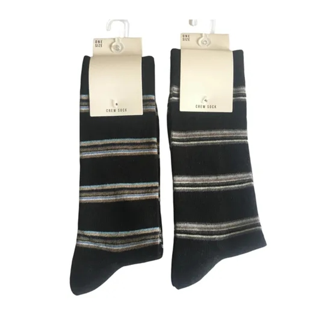 Antibacterial Soft Breathable High Elastic Cotton Colorful Stripe Men Ankle Crew Socks