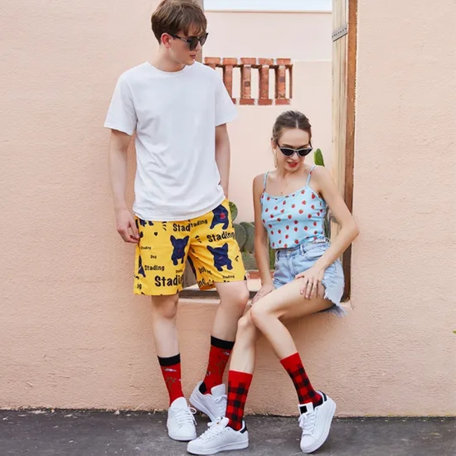 Combed Cotton Socks Food Pattern Long Tube Funny Happy Men Socks Novelty Skateboard Crew Casual Crazy Socks