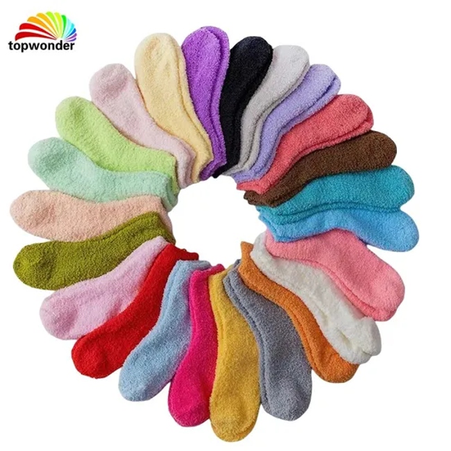 Customize and Wholesale All Colors of Indoor Sock Winter Cozy Fleece Sock Microfiber Sock in All Candy Colors