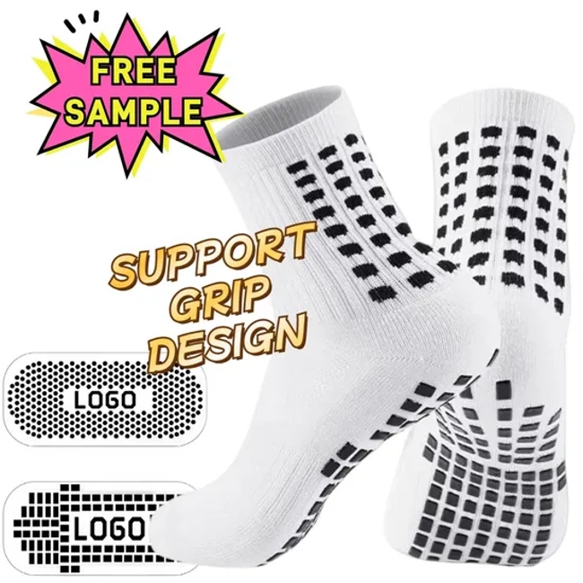 Wholesale Custom Design Free Sample Silicone Grip Crew Socks for Men and Women