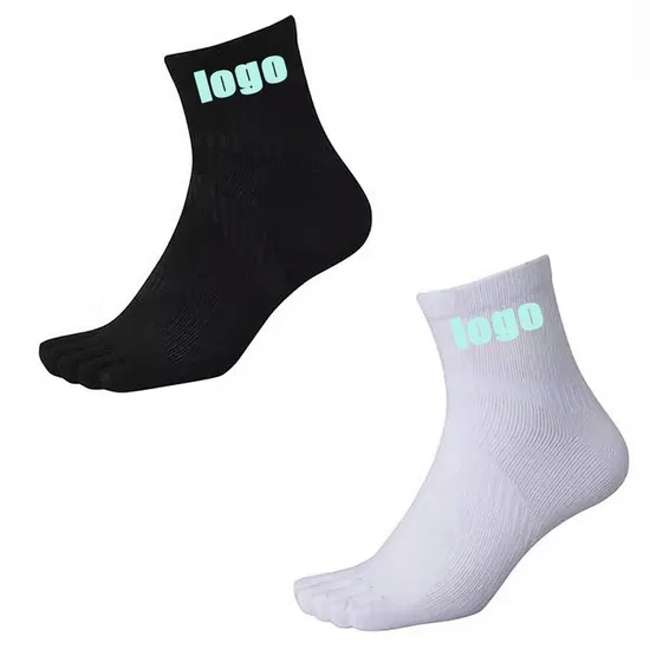Five Figners Custom Logo Crew Cotton High Quality Cotton Qthletic Running Men Sport Socks