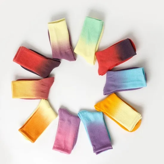 Tie Dye Unisex Men Women Couple Sports Basketball Cotton Crew Socks