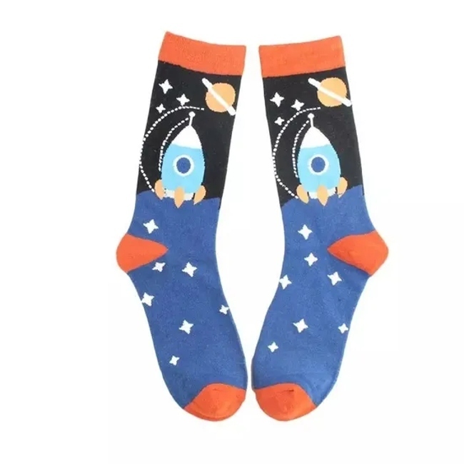 Planet Universe Space Pattern Soft Socks Alien Crew Fashion Funny Socks for Men