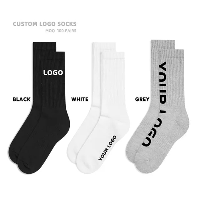 Men Women Custom Logo Cotton High Quality Crew Fashion Socks