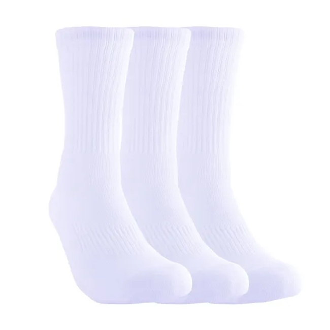 Multi-Size Pure White Towel Bottom Sports Socks Cotton Unisex Students MID-Calf High Top Thicker Running Basketball Socks
