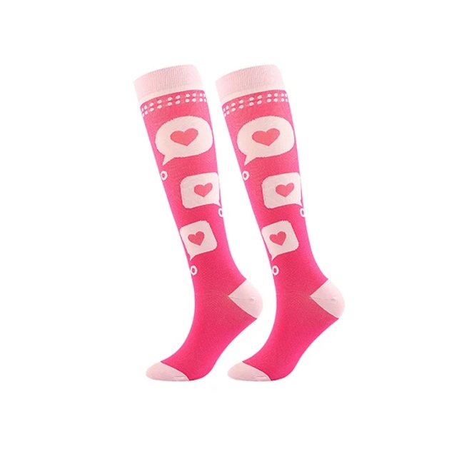 Full Color Crew Socks Casual Nylon Elastic Knee High Compression Socks for Nurses