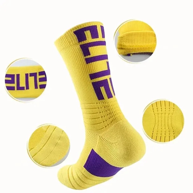 Wholesale Men′s Running Socks Basketball Socks Thickened Anti-Skid Cotton Sweat Absorption Crew Socks for Youth Students