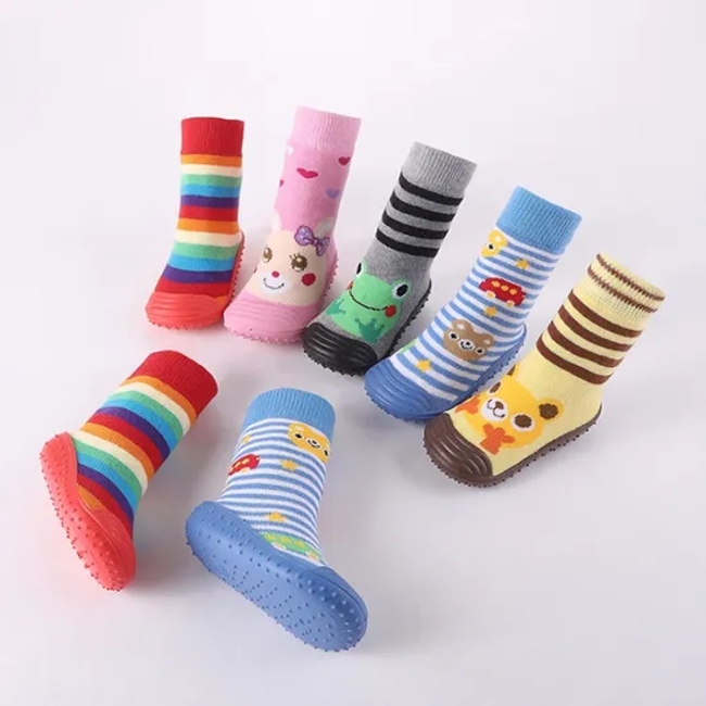 New Arrival Wholesale Custom Cute Baby Anti Slip Soft Rubber Shoe Socks