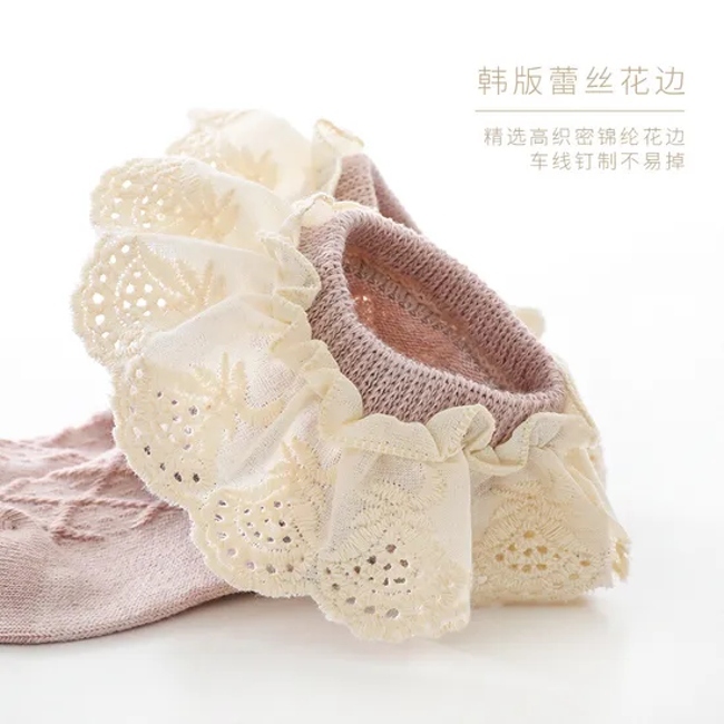 Baby Socks Spring Cotton Lolita Lace Girls′ Princess Socks Children′s MID Tube Baby Socks