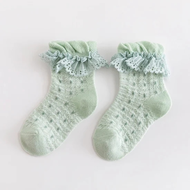Children′s Socks Spring Summer Lace Mesh Breathable Thin Princess MID Tube Baby Socks