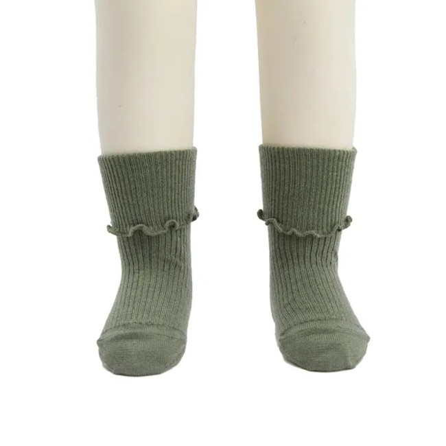 Children Baby Kids Wholesale Custom Cotton Fold Ruffle Crew Socks