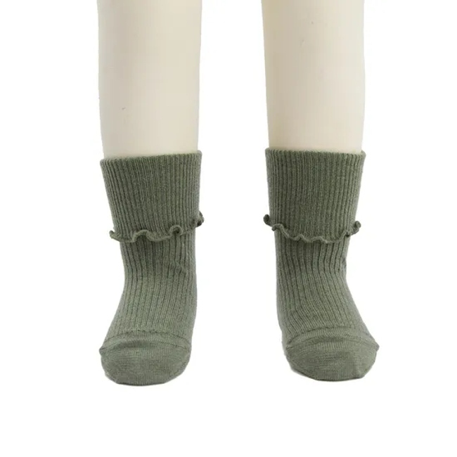 Children Baby Kids Wholesale Custom Cotton Fold Ruffle Crew Socks
