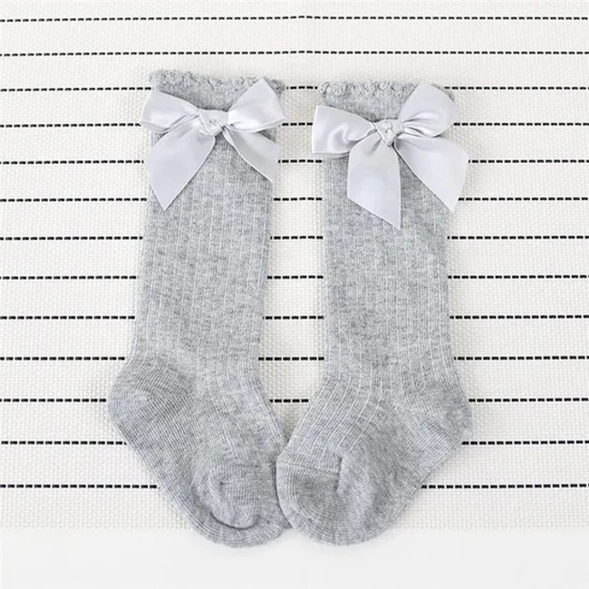 Newborn Cozy Ribbed Girl Baby Socks with Bows