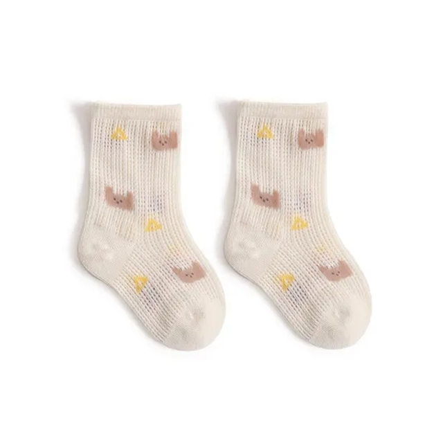 Summer Ice Mesh Boneless Cartoon Cute Boys Girls MID Tube Baby Cotton Socks