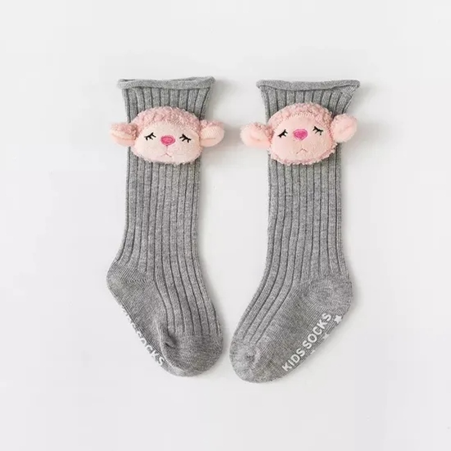 Cute Cartoon Sheep Doll Baby Stockings Anti Slip Soles Floor Breathable Cotton Baby Long Socks