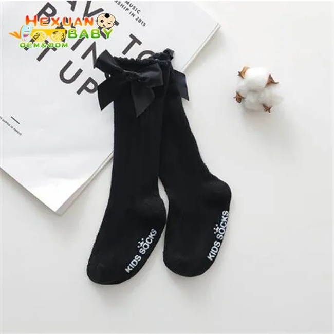 Wholesale Summer Newborn Baby Girls′ Socks Mesh Breathable Hollow Knee High Baby Socks with Bow
