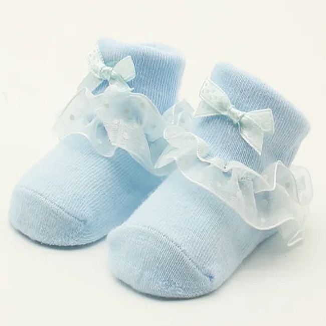 Nice Quality New Born Baby Lace Socks with Bow