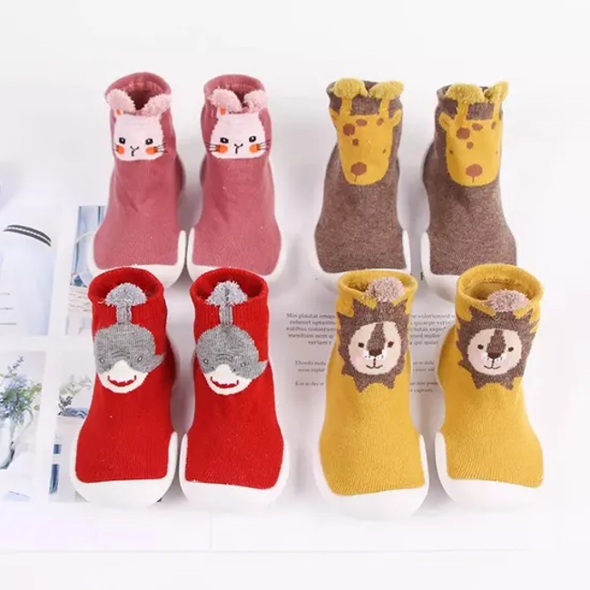Animal Tiger Baby Shoes Soft Non Slip Kids Floor Cotton Comfortable Socks with Rubber Soft Sole