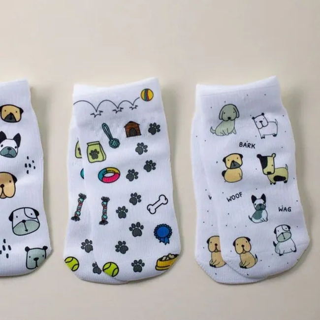 Dog Heads Baby Socks with % Skin Safe Tested Silicone Dots