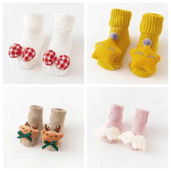 Newborn Baby Socks Autumn and Winter Baby MID Tube Cartoon Doll Socks Children′s Dispensing Floor Socks