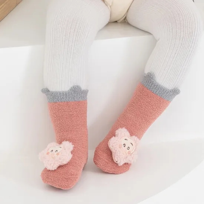 Wholesale Fashion Colorful Cartoon Kids Sock Warm Terry Baby Floor Socks Anti Slip Cotton Children Socks